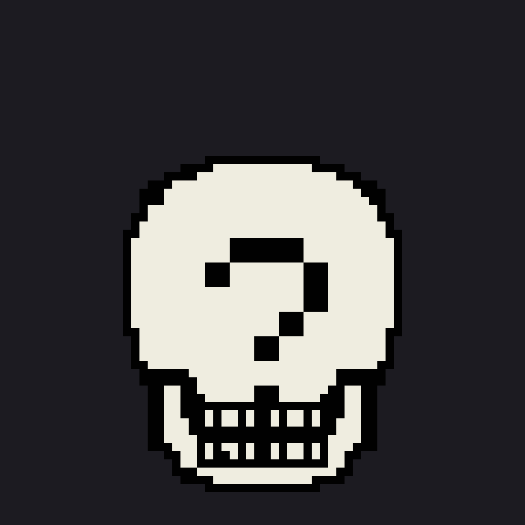 The pre-reveal placeholder: a plain bone skull marked with a question mark